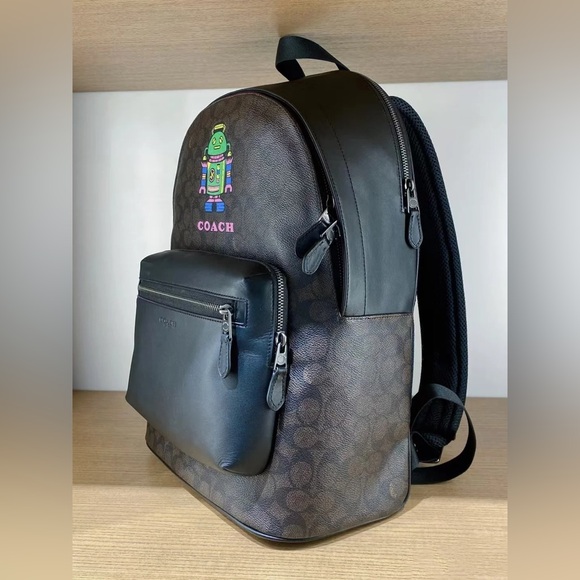 NWT！COACH COSMIC WEST BACKPACK IN SIGNATURE CANVAS WITH ROBOT PRINT（COACH CW326） - Picture 2 of 9